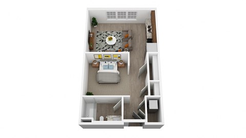 Floor plan for studio, 1 bath, 555 sqft